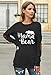 Pink Queen Women's Long SLeeve Mama Bear Printed Pachwork T-Shirts Black M