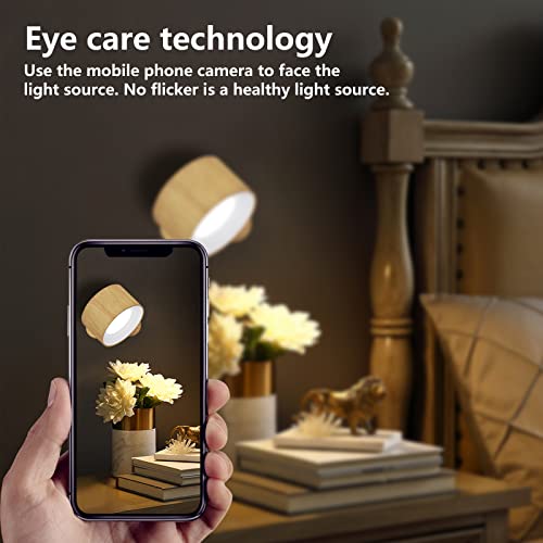 Wall Sconces, Led Lights Battery Operated Wall Lights Reading light with Rechargeable 360° Free Rotate Magnetic Ball, 3 Brightness Levels & 3 Color Temperatures Cordless Wall Light Woodgrain color