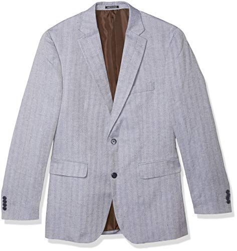 Louis Raphael Men's Slim Fit 2 Button Side Vent Linen Blend Herringbone Blazer, Oxford, 40 Long