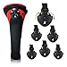 Golf Club Head Covers for Fairway Woods Driver Hybrids 3 Pieces Long Neck Mesh Sports Fan Golf Club Headcovers Set with Interchangeable No. Tags 3 4 5 6 7 X Golf Accessories for Men Women (Black Red)