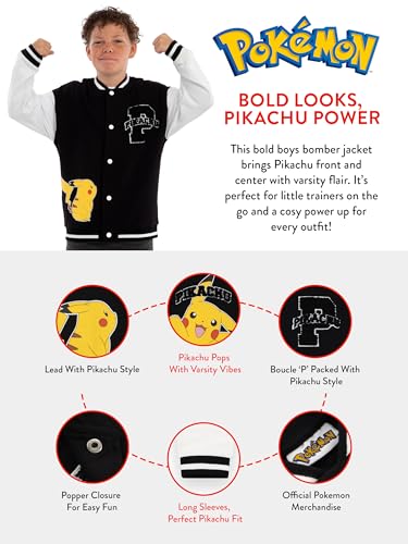 Pokemon Jacket, Pikachu Boys Bomber Jacket, Pikachu Varsity Jackets For Boys3