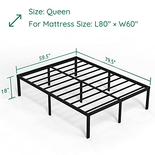 Diaoutro 18 Inch Queen Bed Frame Heavy Duty Metal Platform No Box Spring Needed, Maximum Storage, Easy Assembly, Noise Free, Black #TOP1