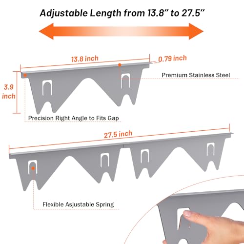 Image of Stainless Steel Stove Gap Covers (2PCS),Stove Gap Filler,Range Trim Kit,Stove Gap Guard for Kitchen Oven Between Stovetop and Counter,Easy Clean Heat Resistant,Adjustable Length 13.8'' to 27.5'' Grey