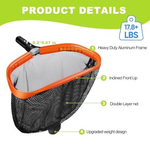 Wxfana WGU30046 Pool Net, Pool Skimmer Net With Double-Layer Netting Bag, Aluminum Frame, Deep Nylon Net, Large Capacity Pool Cleaning Net, Leaf Skimmer Rake Net thumb #1