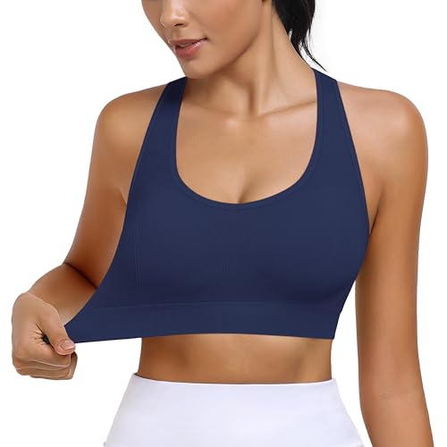Image of MIRITY Strappy Sports Bra for Women - Padded Seamless Support for Yoga Gym Workout Fitness Pack of 3