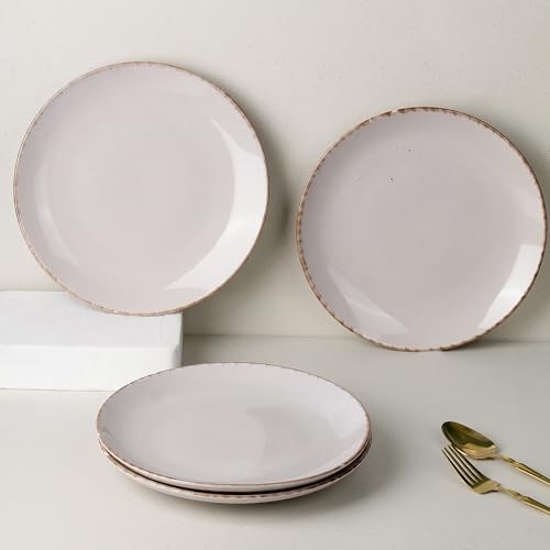 Image of The Earth Store Glossy Lavender Marble 10 Inch Ceramic Dinner Plates Microwave & Dishwasher Safe Ceramic Plates for Dinner | Full Plates Set of 4 | Dinner Full Plates