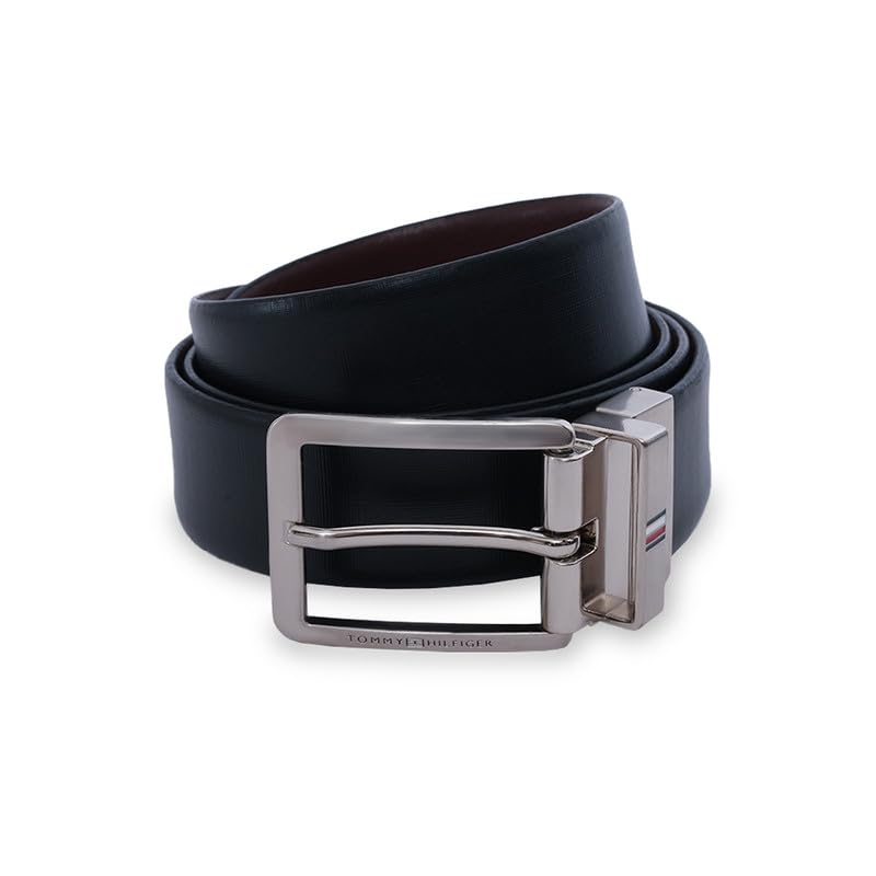 tommy hilfiger Men'S Leather Reversible Belt Oistins | Brushed Silver Th Stripe Buckle | Perfect For Formal And Casual Wear | Adjustable Waistband | Ideal For Gifting - M (90Cm)-picture-11