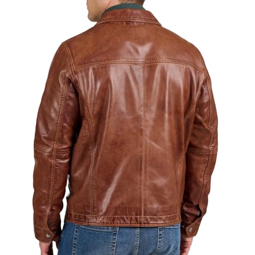 Polo Collar Premium Leather Jacket Men - Classic Style Everyday Wear Real Lambskin Mens Leather Jackets2
