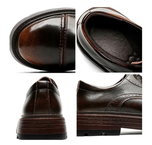 Mens Leather Fashion Business Platform Oxford Shoes Casual Shoes Dress Formal Leather Round Toe Wedding Derby Shoes Lace Up Walking Low-top Formal Shoes2