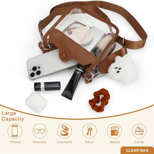 Image of Clear Bag Stadium Approved, Small Crossbody Bag for Concerts Sports Events, Clear Clutch Purses for Women