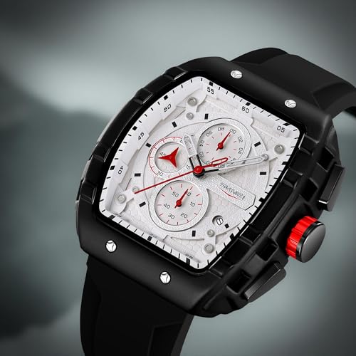 Image of SKMEI Tonneau Analog Watch - Men's Quartz Fashion Sports Watch, Analog Display, 30M Water-Resistant, Stopwatch & Date Function, Durable Zinc Alloy Case - 9341