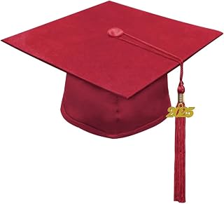 CLERKMANS Graduation Cap with Tassel Includes 2025 Date Drop - 6” Hang Loop - One Size Fits All