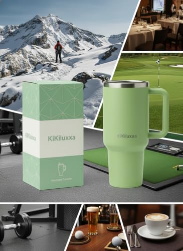 Image of KiKiluxxa 1200ML Stainless Steel Tumbler with Lid, Dual-Sip Sipper (Direct & Straw Sip) - Large Insulated Travel Cup for Water, Coffee, Iced Tea - Perfect for Office, Gym & Travel (DS-Light Green)