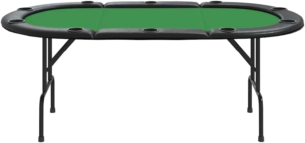 SKM Poker Table Green Engineered Wood, Steel, Felt, Artificial Leather,Green (Weight 57.1KG)