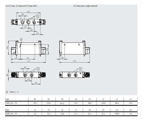 Électrovanne VUVG-L18 distributeur d'air comprimé pour commande de vérins - 6