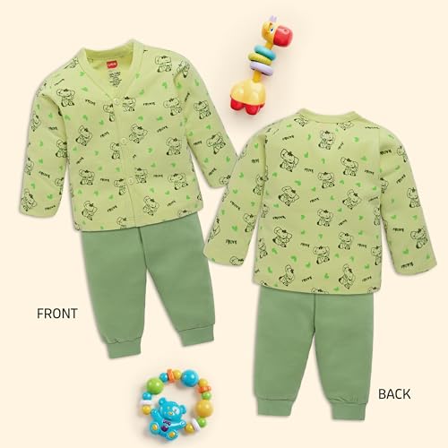 Image of LuvLap Baby Boys & Girls Full Sleeve100% Cotton Jhabla & Pyjama Sets Pack of 2