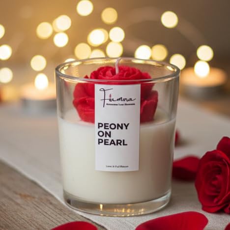 Image of Elegant Rose in White Pond Scented Jar Candle | Calming Rose Fragrance for Aromatherapy & Relaxation | Hand-Poured Soy Wax | Perfect for Diwali Gifts, Home Decor, Anniversary & Festive Gifting