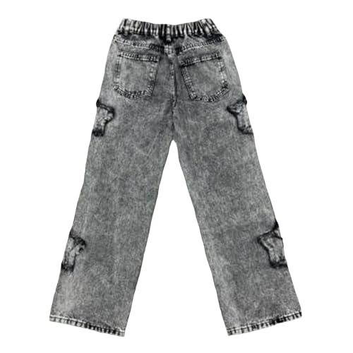 Boys Y2K Baggy Jeans Kids Star Graphic Ripped Wide Leg Elastic Waist Denim Pants with Pockets Hip Hop Streetwear3