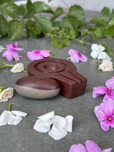 Image of Shivam VASTU AKAL 1.5 inch Original Narmadeshwar Narmada Shivling with 3 inch Narmada Stone Yoni Base Jaladhari (Ardhanarishwar Shivling, Brown Flate Jaladhari)