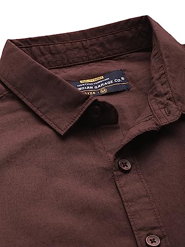 Image of The Indian Garage Co Men Slim Fit Solid Full Sleeves Cutaway Collar Casual Shirt