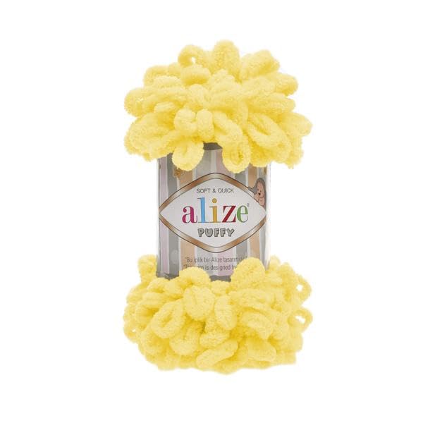Alize Puffy Baby Big Loop Blanket Yarn 100% Micropolyester Soft Wool Each Ball 100g 9m - 216 Yellow