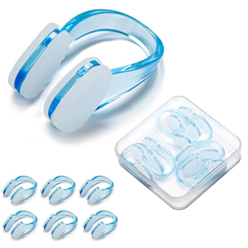 Ulawellor Nasenklammer Schwimmen 6 STK Schwimm Nasenklammer Anti-Rutsch Schwimmzubehör mit Aufbewahrungsbox,Training Protector Nase Clips für Erwachsene Kinder Schwimmen Anfänger Profischwimmer
