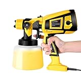 1400ML 3-in-1 Paint Sprayer, 800W Professional HVLP Electric Spray Gun for Walls Fence Furniture, 4 Nozzles & 3 Patterns, Detachable Container for Easy Cleaning (Yellow)