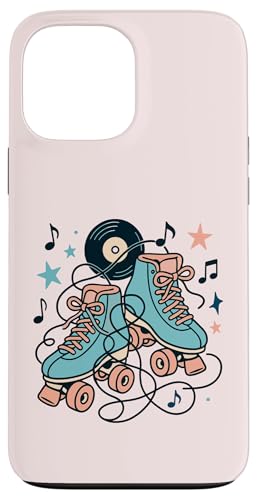 Retro 50er Jahre Rollschuhe und Vinyl Musik Hülle für iPhone 13 Pro Max Retro 50er Jahre Rollschuhe und Vinyl Musik Hülle für iPhone 13 Pro Max