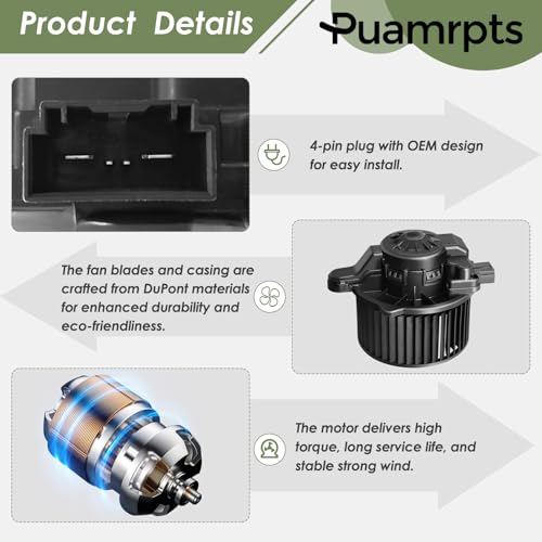 PUAMRPTS AC Heater Blower Motor - Compatible with Kia Forte 2019-2022, Kia NIRO 2017-2019, Hyundai Ioniq 2017-2019 - Motor Fan# 700345, Front by PUAMRPTS - Image 4