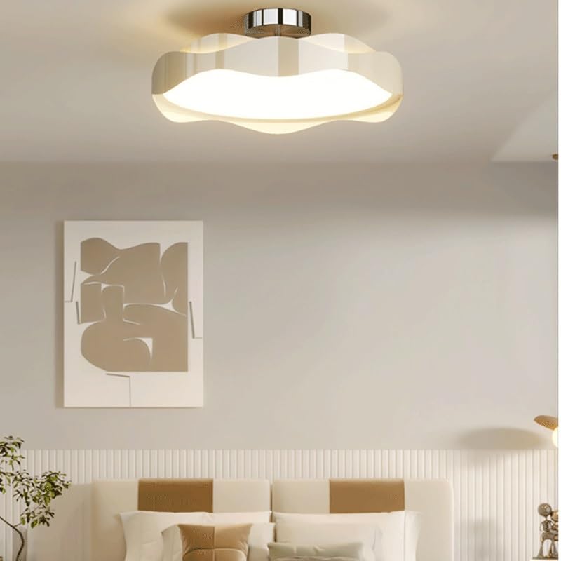 Plafonnier LED design crème à intensité variable pour salon - 4
