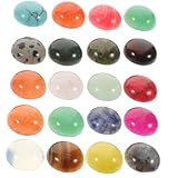 GAROZATION 20 Stück Flache Naturstein Cabochons 12mm Bunte Steincabochons für Schmuckherstellung Selbstgemacht Schmucksteine Zufällige Farbe