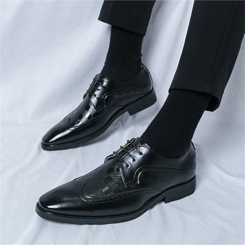 Mens Large Size Derby Dress Shoes Fashion Solid Color Business Casual Suit Leather Wedding Footwear Lace up3