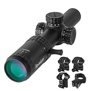Paike 1-5×24 Rifle Scopes Second Focal Plane(SFP) Red Green Illuminated 30mm Tube with 11mm and 20mm Mount