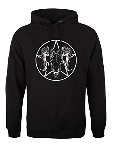 Sweat à capuche Ram Skull Pentagram Grindstore homme noir finitions premium