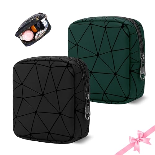 Desing Wish 2 Piezas Pequeño Neceser Maquillaje Mujer Hombre Mini Bolsa Viaje Maquillaje Neceser Travel Bag Bolso Cosmeticos Niña Estuche Portátil Makeup Bag Organizador con Cremallera para Accesorio