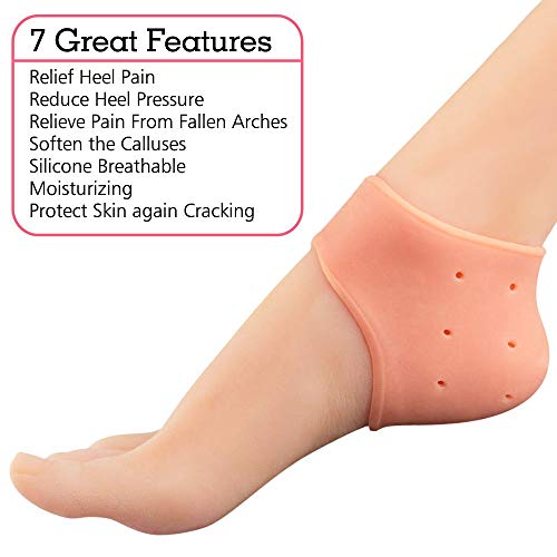 Yxian 6 Pairs Gel Heel Protector Heel Cup, Heel Silicone Sock for Dry