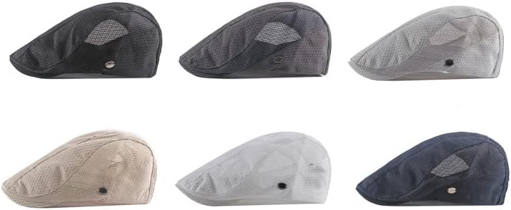 FASHIXD Mens Mesh Flat Caps Light Summer Beret Hat Breathable Newsboy Ivy Cap Cabbie Adjustable - Image 7