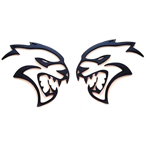 2pcs OEM Hollow Hellcat Left Right Emblem Badge 3D Logo Replacement for Chrysler Challenger Charger SRT Matte Black