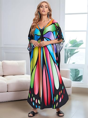 Image of NFVNKJ Women's Plus Size Beach Lounge Kaftan Maxi Dress Swimsuit Coverup for Women
