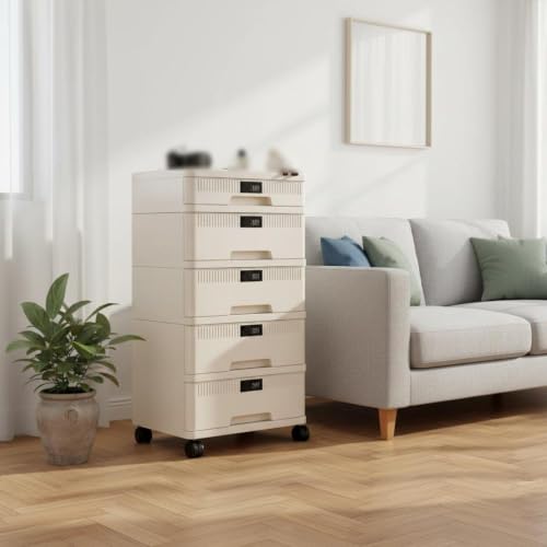 Image of HEAVENGLOW Desktop File Cabinet with Lock Dustproof Lockable Desktop Cabinet A4 Size Compatible Locking Storage Drawer for Students, Dorm Room Tall 5-Layer