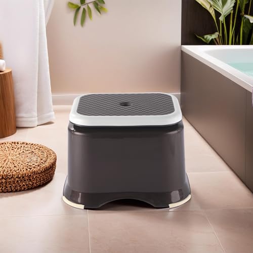 Image of Heart Home Pack of 2 Anti-Slip Bathroom Stool for Bathing | Comfortable Indoor & Outdoor Machiya for Sitting | Durable Adults Bath Stool & Patla Chair for Home | Check Ultra 10- Brown