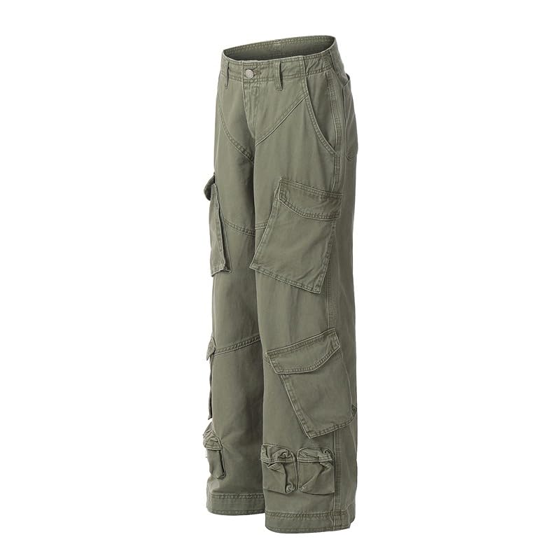Men's Pants Casual Spring Summer Retro Multi-Pocket Loose Straight Leg Cargo Trouser for Men3