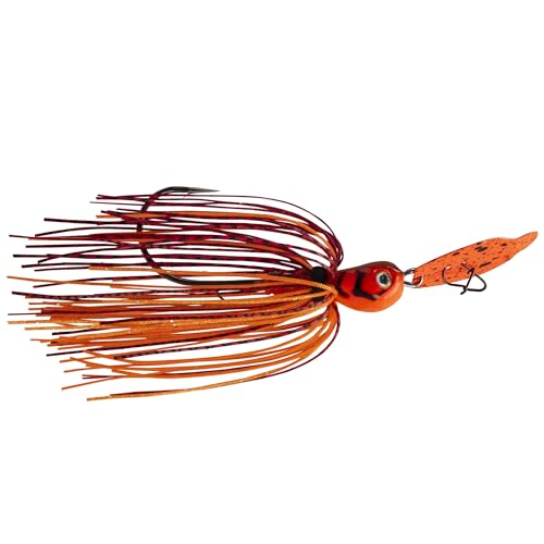 Strike King (TCVSJ34-900) Thunder Cricket Vibrating Swim Jig Fishing Lure, 900 - Fire Craw, 3/4 oz, Ultra-Stiff Stainless Steel Blade