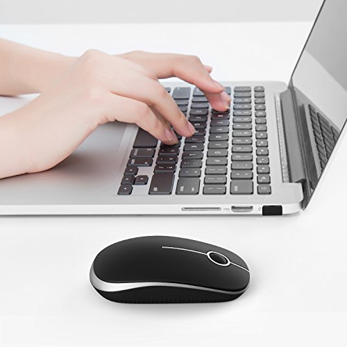 Image of VssoPlor Wireless Mouse, 2.4G Slim Portable Computer Laptop Mouse with Nano Receiver Quiet Silent Optical Mice for Notebook, PC, Laptop, Computer-Black and Silver