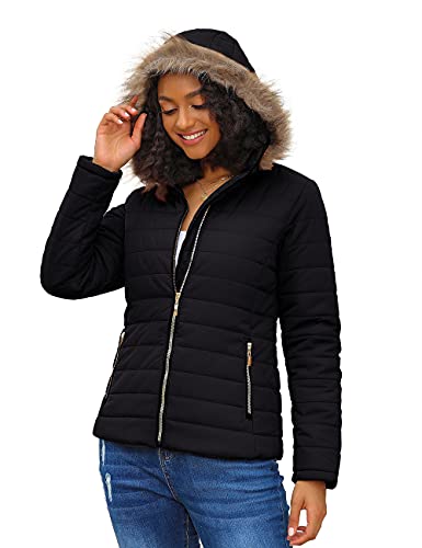 Vetinee Women's Hooded Faux Fur Lapel Quilted Parka Puffer Coat (Various) - image 4
