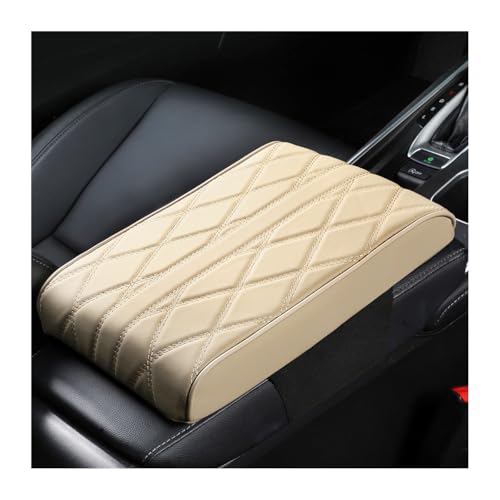 Mandark Car Center Console Cover, Soft Leather Memory Foam Automotive Armrest Seat Box Cushion Pad, Waterproof Comforable Vehicle Arm Rest Mat Accessories, Universal for RV, SUV, Truck (Beige)