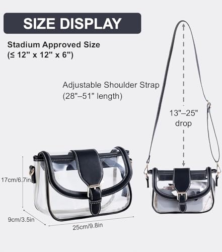 Image of Clear Bag for Stadium Events, Stadium Approved Clear Crossbody Bag for women,Waterproof Saddle bag for Concert