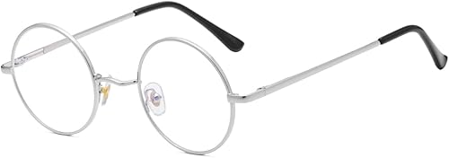 JOVAKIT Gafas de bloqueo de luz azul retro redondas para mujeres y hombres lentes circulares transparentes sin receta con marco de metal