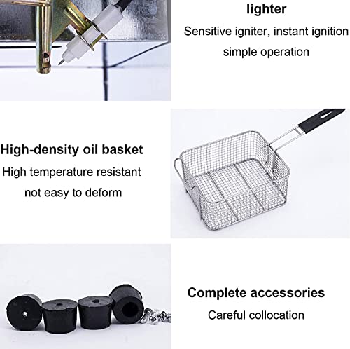 JIADUOFU 6 Liter Edelstahl Friteuse, Edelstahl-fritteuse Mit Hoher Kapazität, Mkommerzielle Gas Fritteuse Fritteuse Arbeitsplatte Öl Friteuse Für Restaurant Home – Bild 5