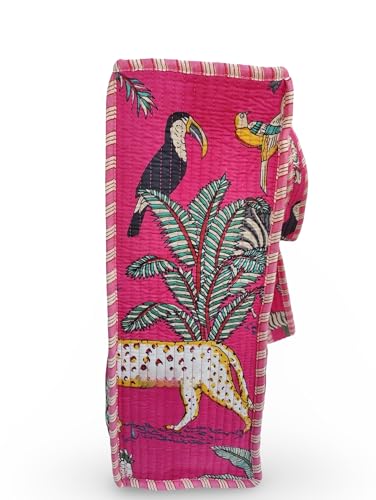 Image of Cotton Tiger Block Print Tote Bag, Indian Handmade Shopping Shoulder Bag, Unisex Market Daily Use